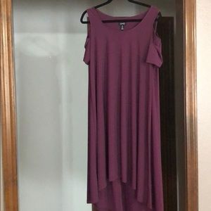 Cold shoulder high-low dress.